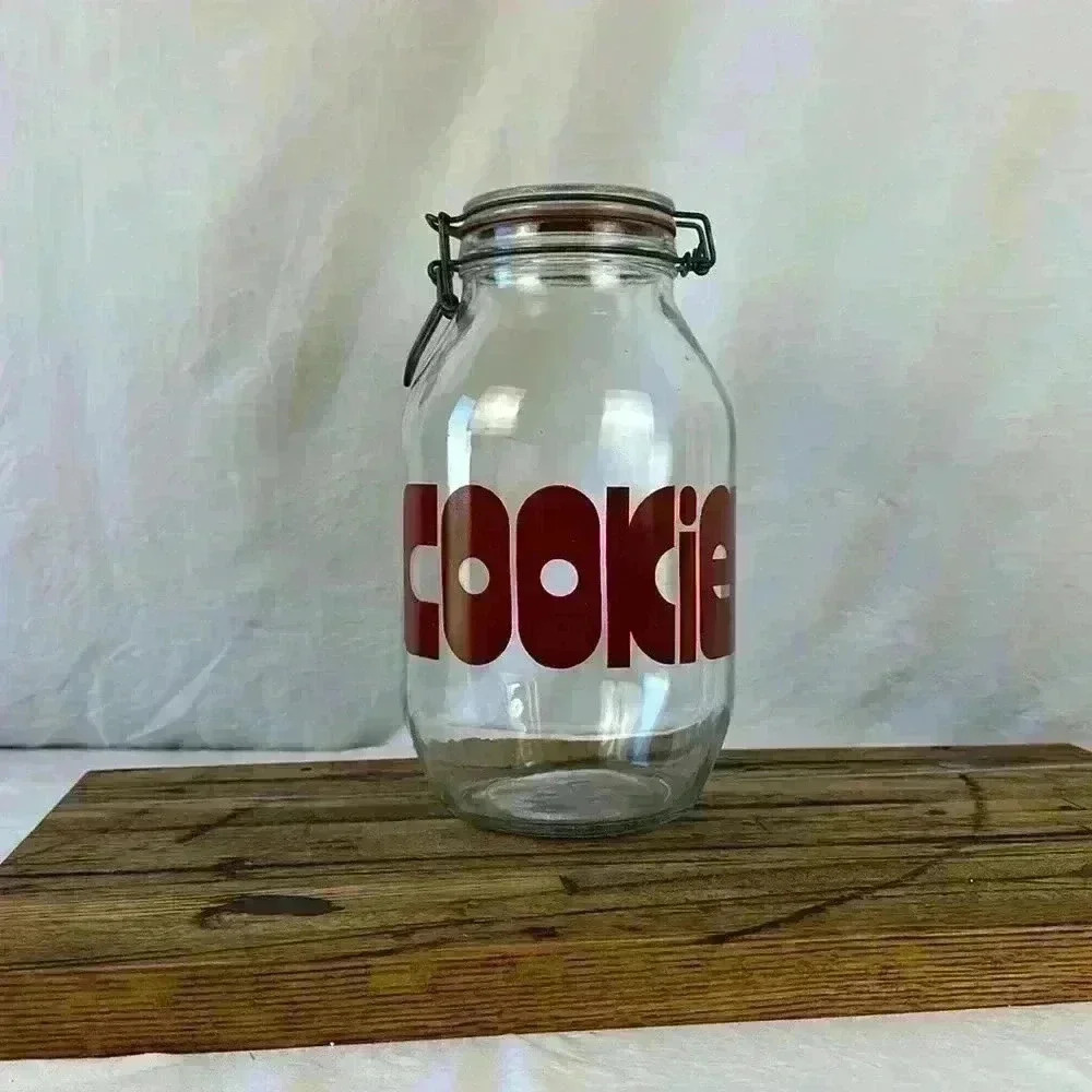 Vintage 1970's Large Glass "Cookie" Storage Triomphe Jar with Bale Lid
